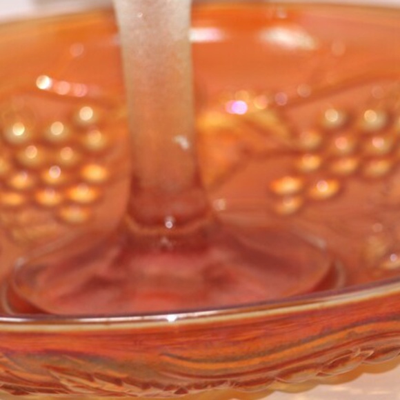 Vintage Imperial Carnival Glass Grape Design Candy Dish, Serving Dish - Picture 6 of 9